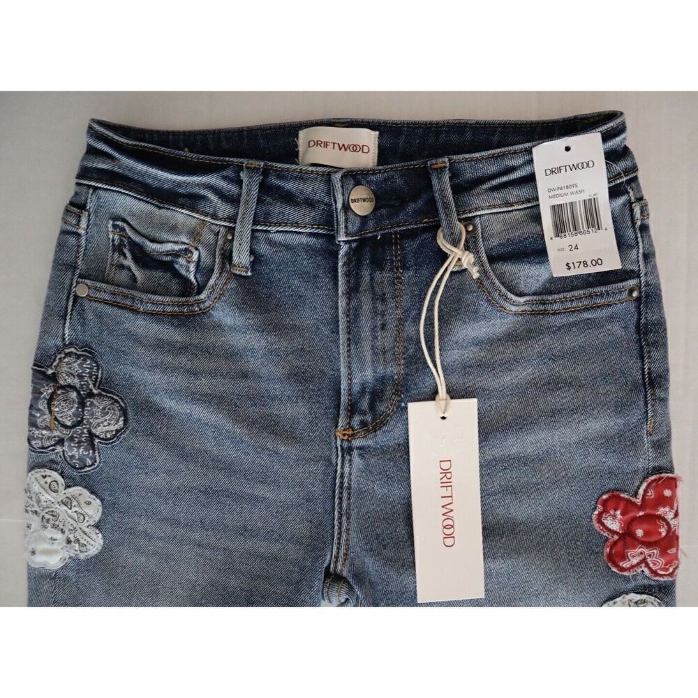 Driftwood x FP Sz 24 Med. Wash Farrah American Bandstand Embroidered Jeans - Picture 3 of 11